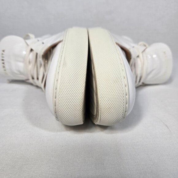NAHARIYA Old Money Normcore WHITE Patent Leather Sneakers Shoes Men's Size  8.5. - Picture 8 of 17